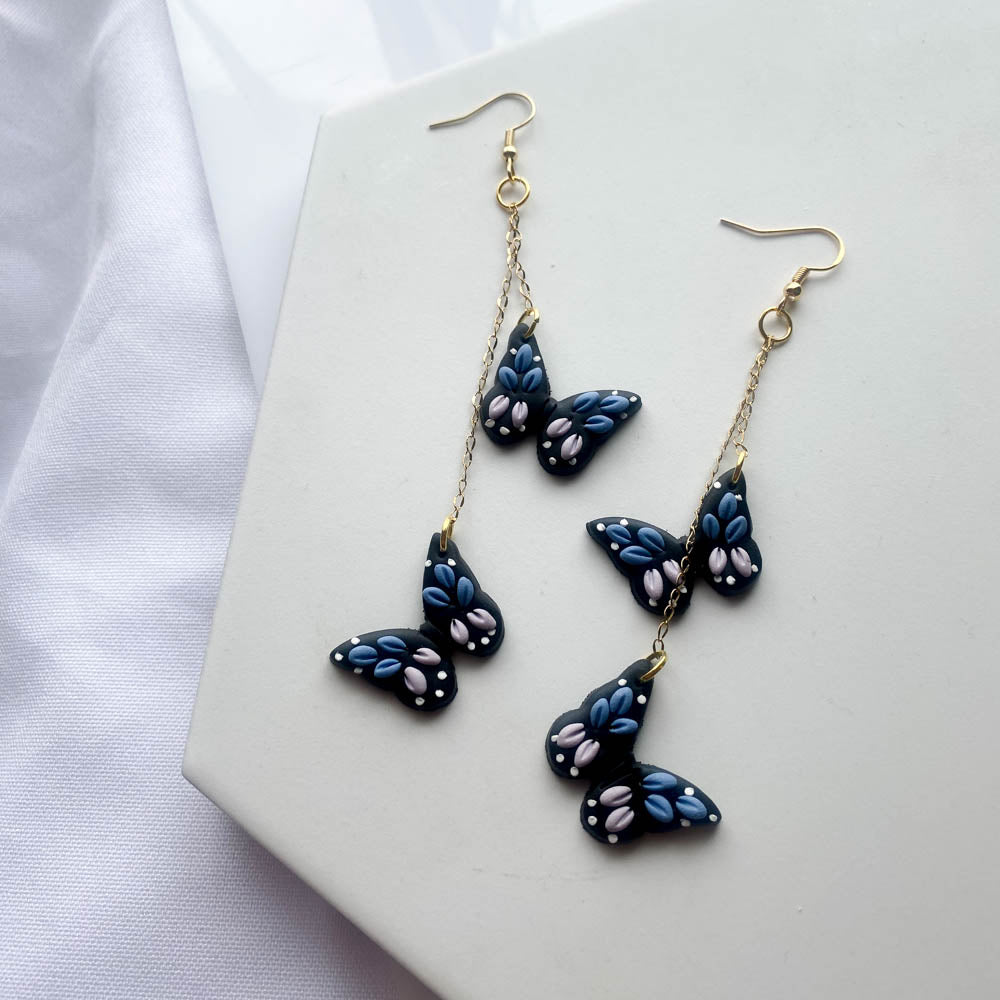 BLUE BUTTERFLY DANGLES