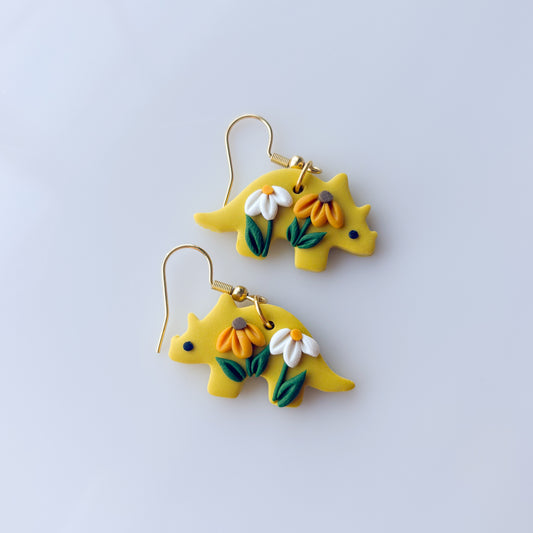 DAISY DINO EARRINGS (TRICERATOPS)