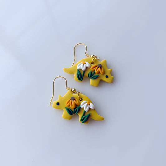 DAISY DINO EARRINGS (TRICERATOPS)