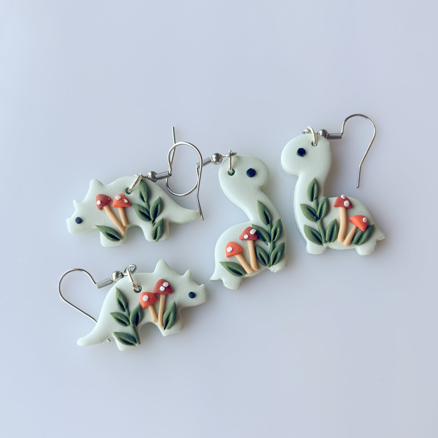 MUSHROOM DINO EARRINGS (TRICERATOPS)