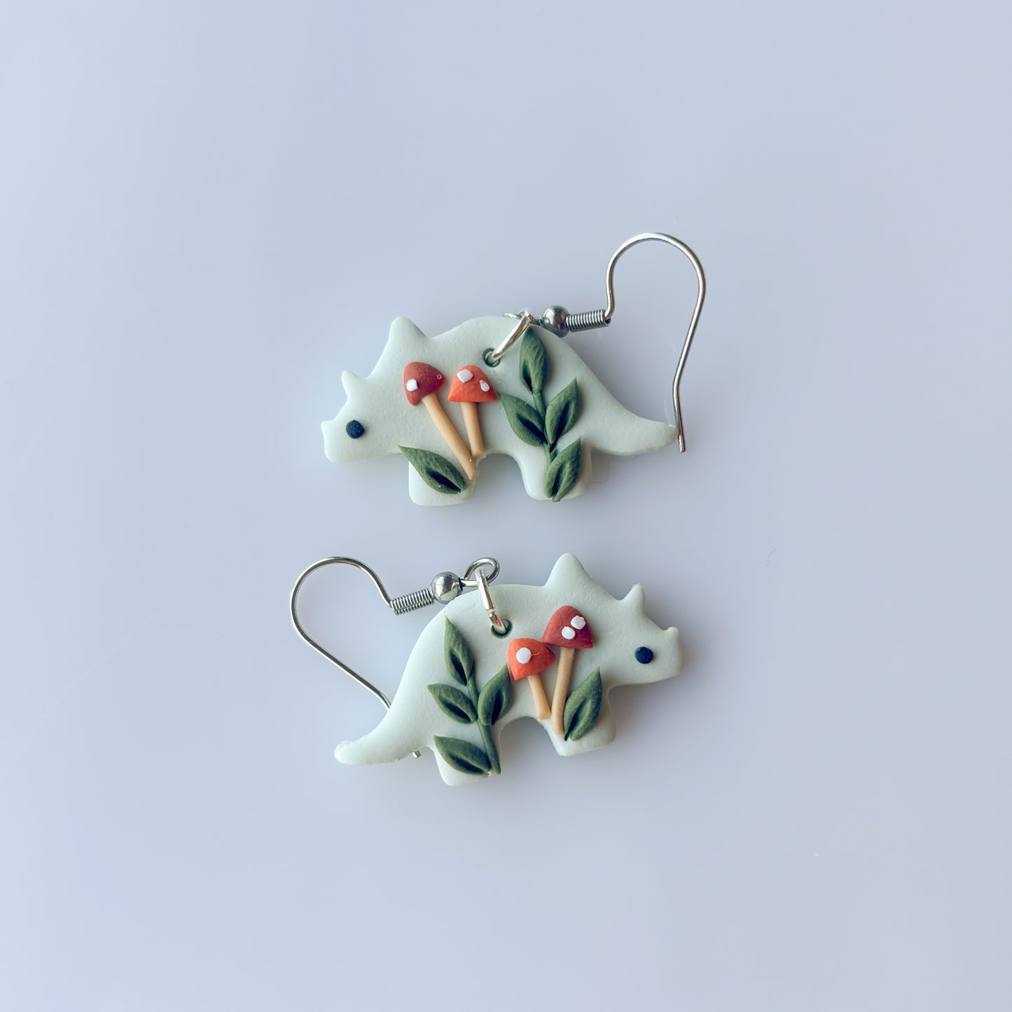 MUSHROOM DINO EARRINGS (TRICERATOPS)