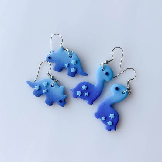 BLUE OMBRE DINO EARRINGS (BRONTO)