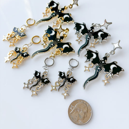 BLACK MOON DRAGON METAL EARRINGS