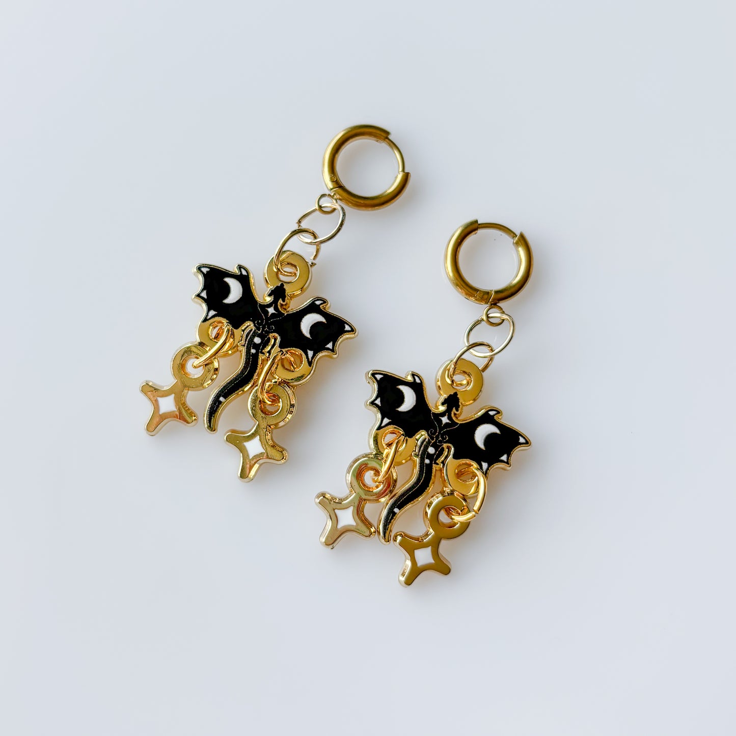 BLACK MOON DRAGON METAL EARRINGS