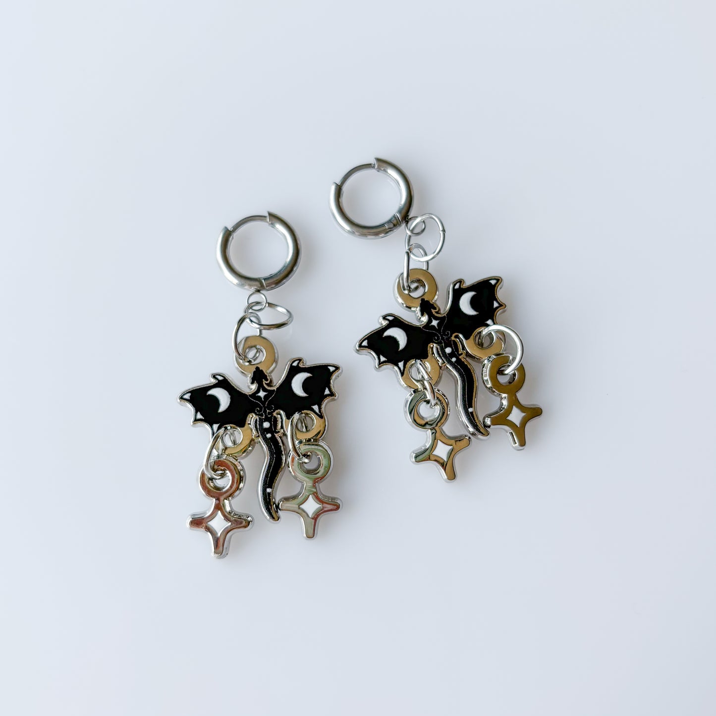 BLACK MOON DRAGON METAL EARRINGS