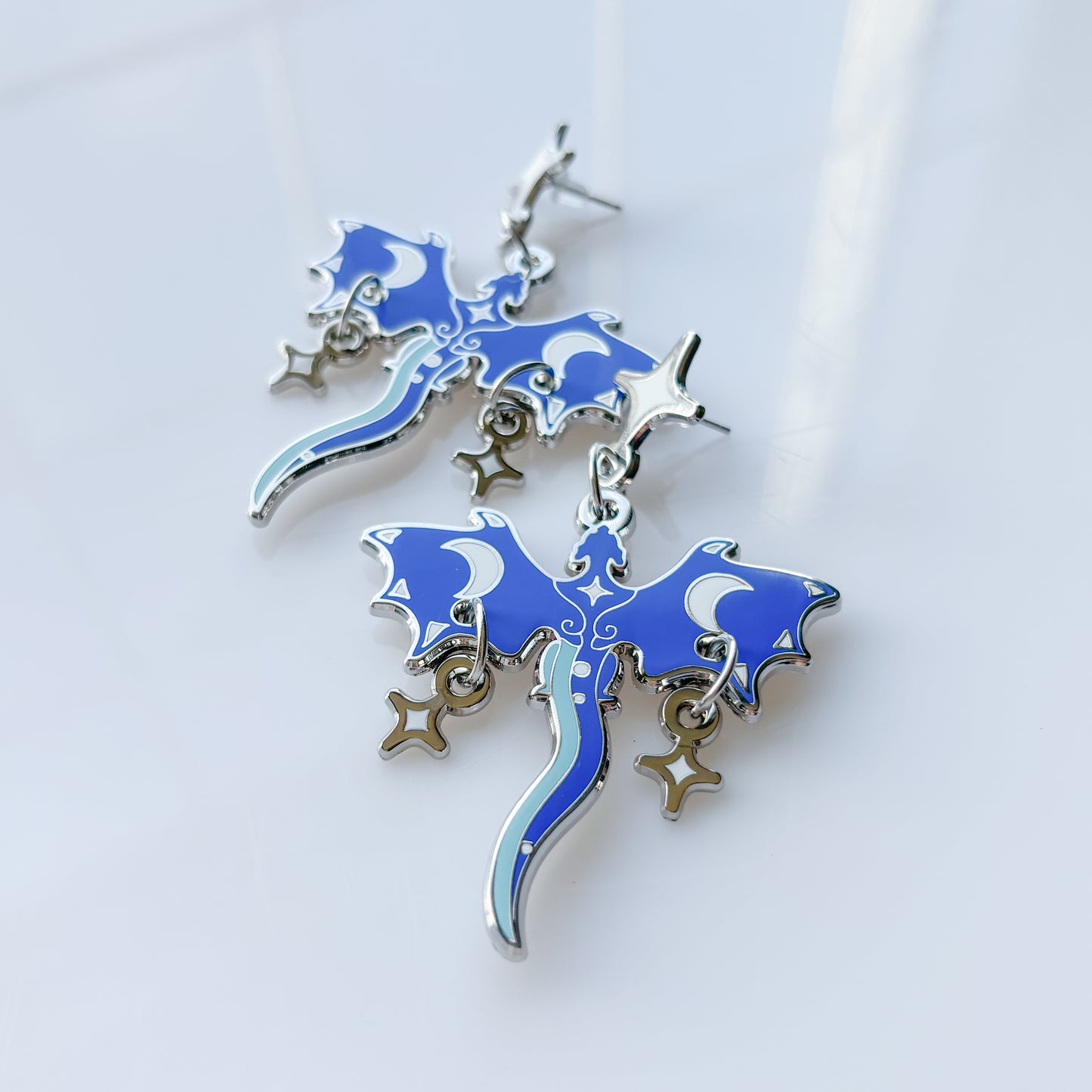 BLUE MOON DRAGON METAL EARRINGS