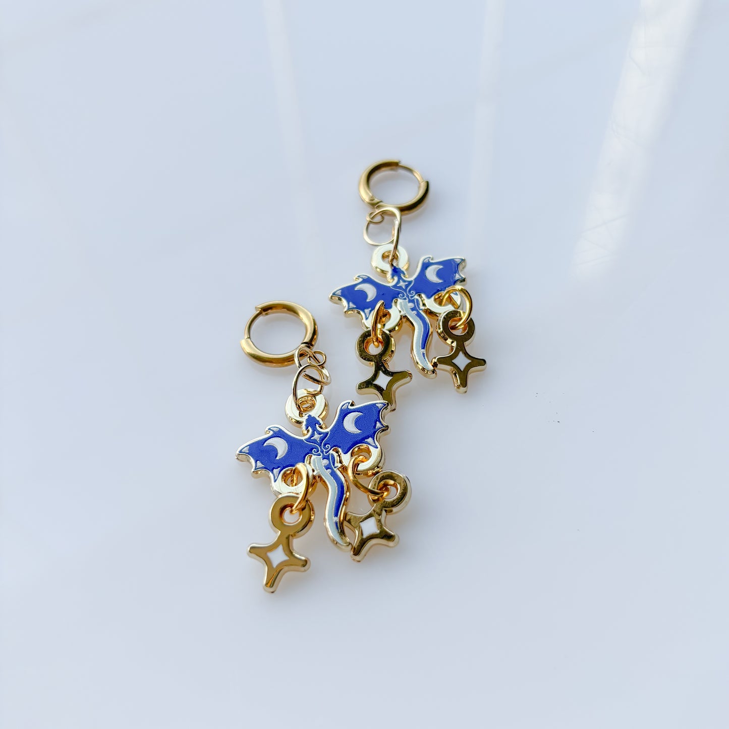 BLUE MOON DRAGON METAL EARRINGS