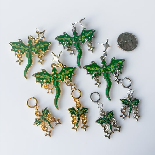 GREEN VINE DRAGON METAL EARRINGS