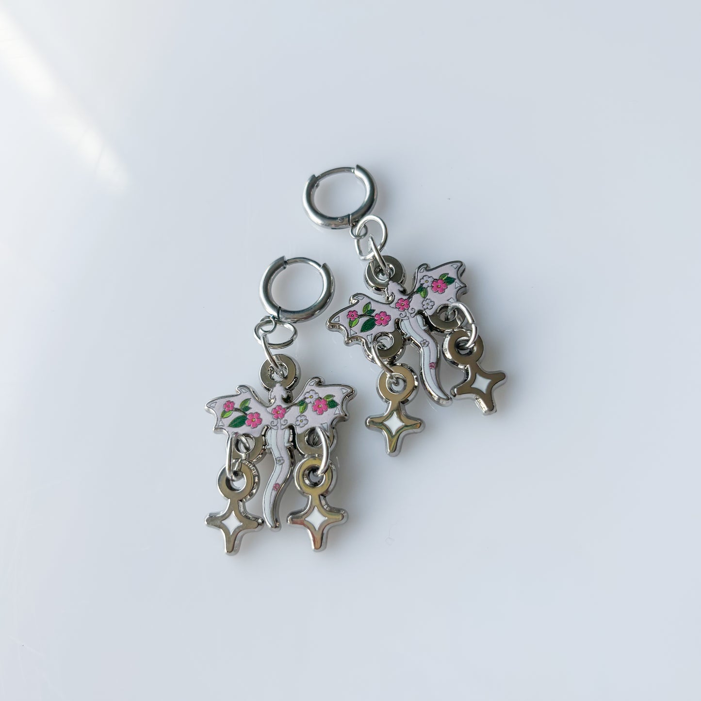 CHERRY BLOSSOM DRAGON METAL EARRINGS