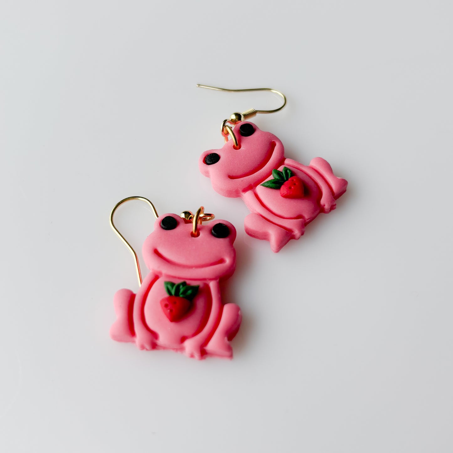 PINK STRAWBERRY FROG EARRINGS