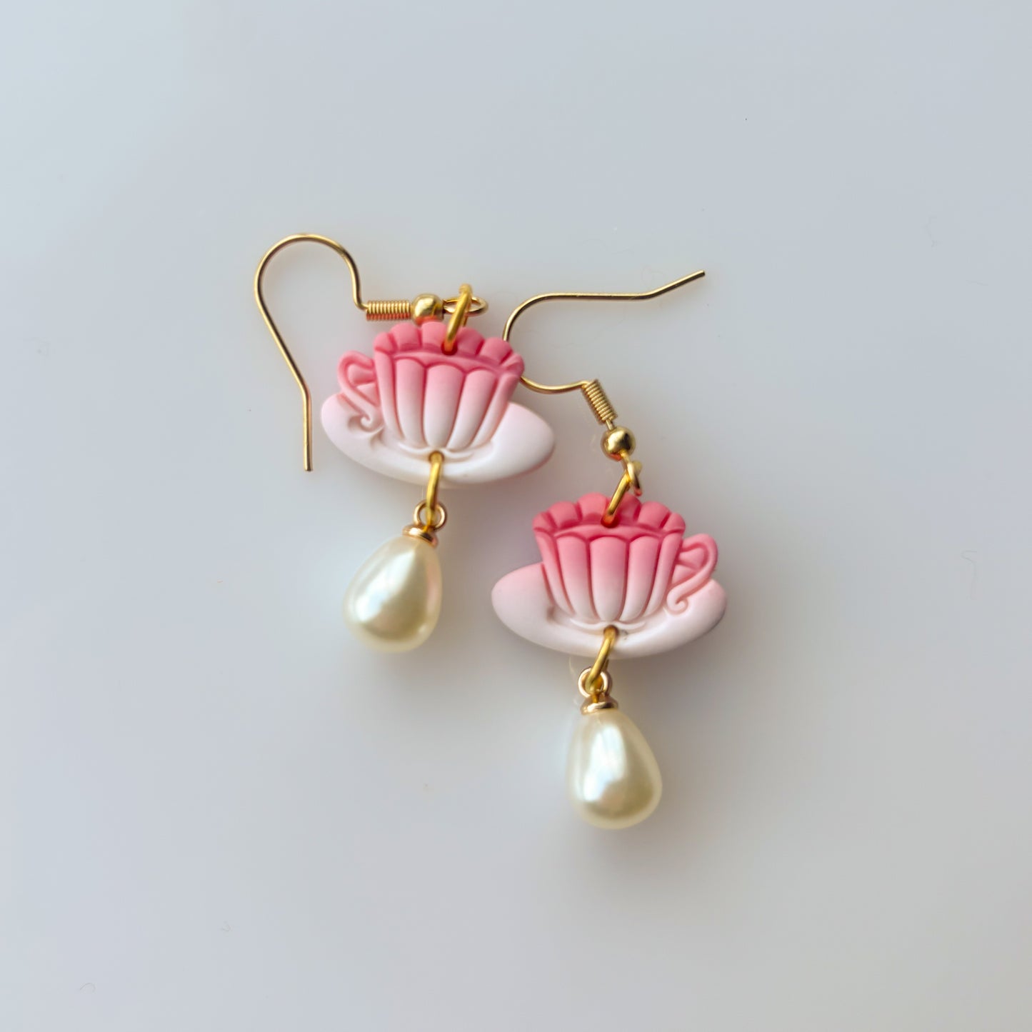 TINY TEACUP EARRINGS (PEONY PINK)